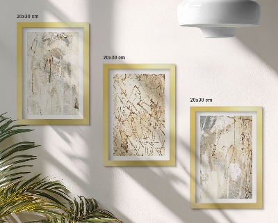 Triptyk tavla med ram Abstrakta mönster i nyanser av beige och grått