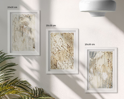 Triptyk tavla med ram Abstrakta mönster i nyanser av beige och grått