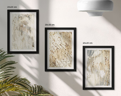Triptyk tavla med ram Abstrakta mönster i nyanser av beige och grått