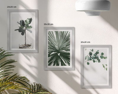 Tavelvägg med 3 tavlor Gröna växter i minimalistisk stil