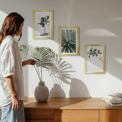 Tavelvägg med 3 tavlor Gröna växter i minimalistisk stil