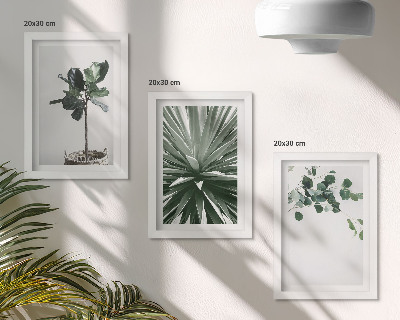Tavelvägg med 3 tavlor Gröna växter i minimalistisk stil