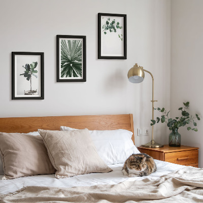 Tavelvägg med 3 tavlor Gröna växter i minimalistisk stil