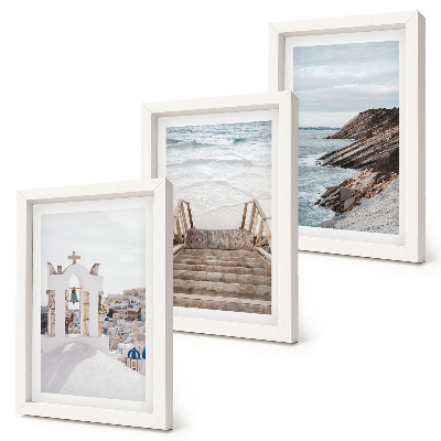 Posterpaket Utsikt över havet och Santorinis arkitektur mot himlen