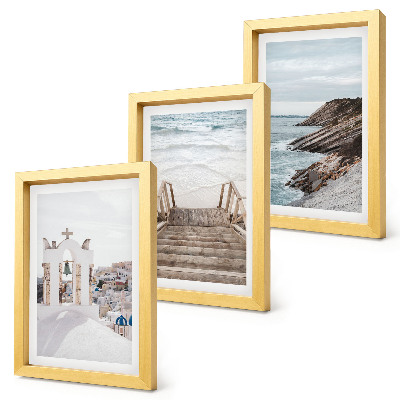 Posterpaket Utsikt över havet och Santorinis arkitektur mot himlen