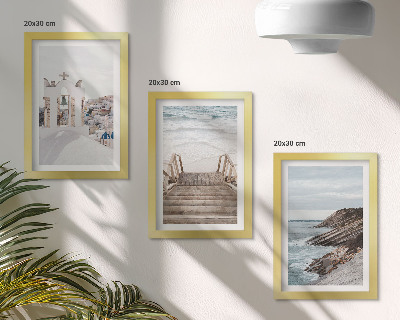 Posterpaket Utsikt över havet och Santorinis arkitektur mot himlen