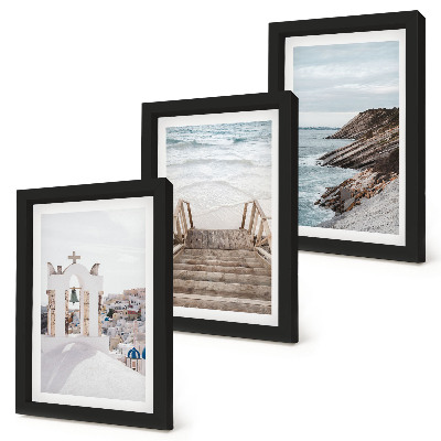 Posterpaket Utsikt över havet och Santorinis arkitektur mot himlen