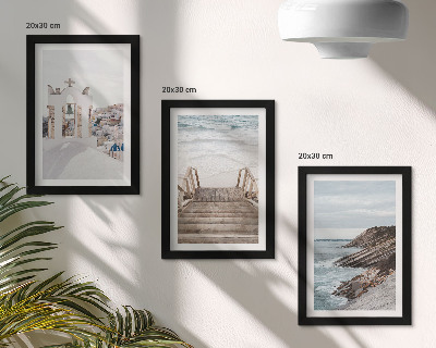Posterpaket Utsikt över havet och Santorinis arkitektur mot himlen