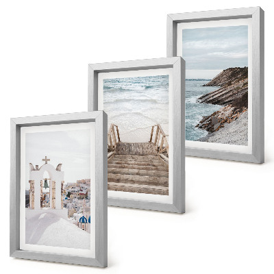 Posterpaket Utsikt över havet och Santorinis arkitektur mot himlen