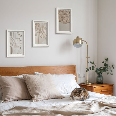 Tavelvägg med 3 tavlor Abstrakta mönster i nyanser av beige och vitt