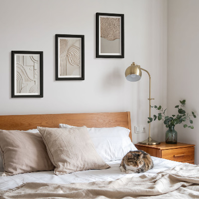 Tavelvägg med 3 tavlor Abstrakta mönster i nyanser av beige och vitt