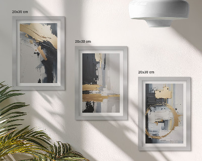 Posterpaket Abstrakta målningskompositioner i svartvitt