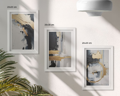 Posterpaket Abstrakta målningskompositioner i svartvitt