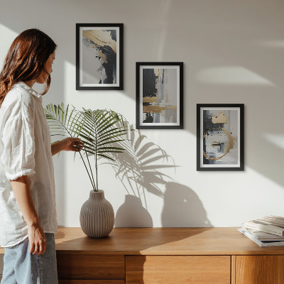 Posterpaket Abstrakta målningskompositioner i svartvitt