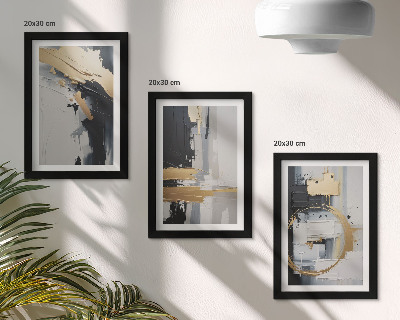Posterpaket Abstrakta målningskompositioner i svartvitt