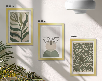 Posterpaket Löv och geometriska former abstrakt
