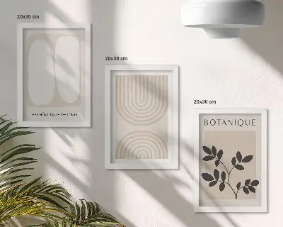Tavelvägg med 3 posters abstrakta växtmotiv i boho-stil
