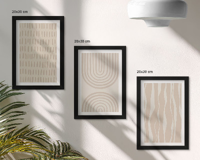 Triptyk tavla med ram Abstrakta mönster i nyanser av beige och vitt