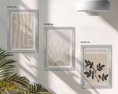 Tavelvägg med 3 tavlor Abstrakta mönster med blommiga accenter i neutrala toner