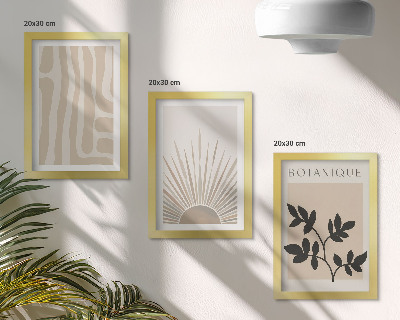 Tavelvägg med 3 tavlor Abstrakta mönster med blommiga accenter i neutrala toner