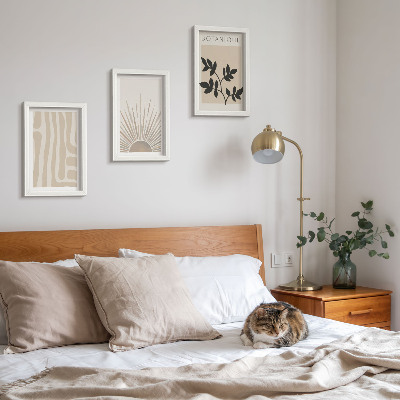 Tavelvägg med 3 tavlor Abstrakta mönster med blommiga accenter i neutrala toner