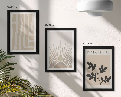 Tavelvägg med 3 tavlor Abstrakta mönster med blommiga accenter i neutrala toner