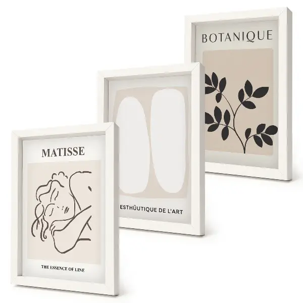 Triptyk med växtmotiv av Matisse minimalistiska tavlor med ram