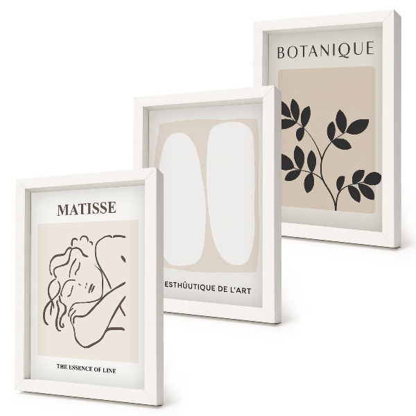 Triptyk tavla med ram Snygga minimalistiska målningar med växtmotiv av Matisse