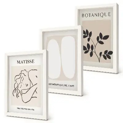 Triptyk med växtmotiv av Matisse minimalistiska tavlor med ram