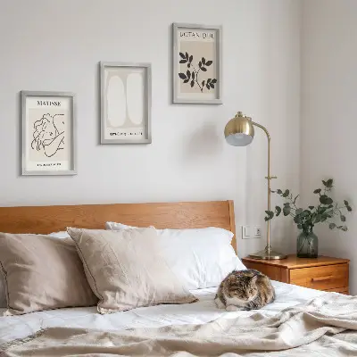 Triptyk med växtmotiv av Matisse minimalistiska tavlor med ram