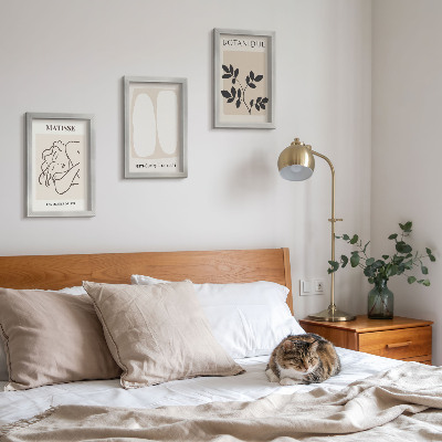 Triptyk tavla med ram Snygga minimalistiska målningar med växtmotiv av Matisse