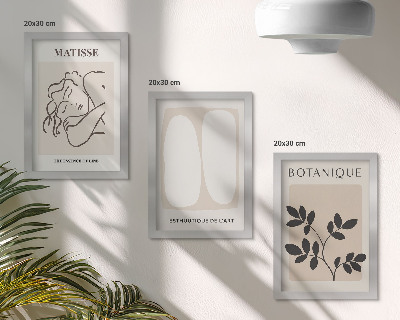 Triptyk tavla med ram Snygga minimalistiska målningar med växtmotiv av Matisse