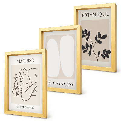 Triptyk tavla med ram Snygga minimalistiska målningar med växtmotiv av Matisse