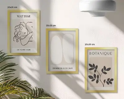 Triptyk med växtmotiv av Matisse minimalistiska tavlor med ram