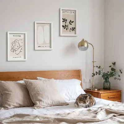Triptyk med växtmotiv av Matisse minimalistiska tavlor med ram
