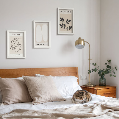 Triptyk tavla med ram Snygga minimalistiska målningar med växtmotiv av Matisse