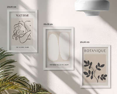 Triptyk tavla med ram Snygga minimalistiska målningar med växtmotiv av Matisse