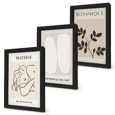 Triptyk med växtmotiv av Matisse minimalistiska tavlor med ram