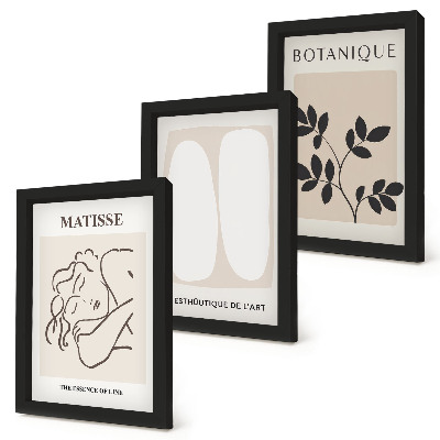Triptyk tavla med ram Snygga minimalistiska målningar med växtmotiv av Matisse