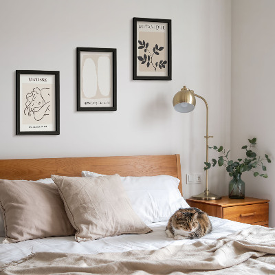 Triptyk tavla med ram Snygga minimalistiska målningar med växtmotiv av Matisse