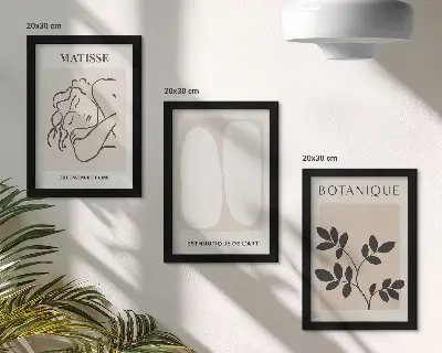 Triptyk med växtmotiv av Matisse minimalistiska tavlor med ram