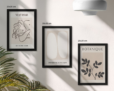 Triptyk tavla med ram Snygga minimalistiska målningar med växtmotiv av Matisse