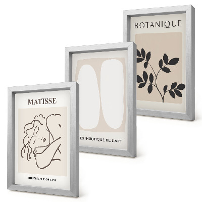 Triptyk tavla med ram Snygga minimalistiska målningar med växtmotiv av Matisse