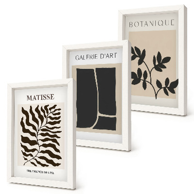 Tavelvägg med 3 tavlor Minimalistiska posters med växtmönster och abstrakta motiv