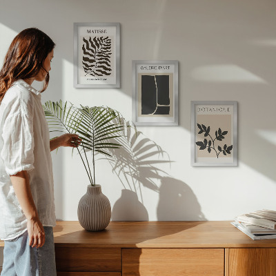 Tavelvägg med 3 tavlor Minimalistiska posters med växtmönster och abstrakta motiv