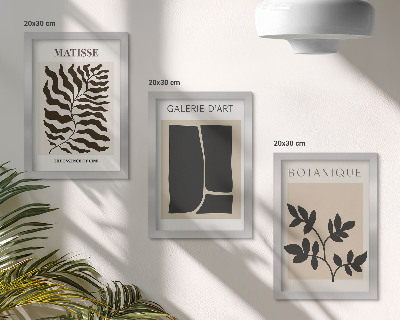 Tavelvägg med 3 tavlor Minimalistiska posters med växtmönster och abstrakta motiv
