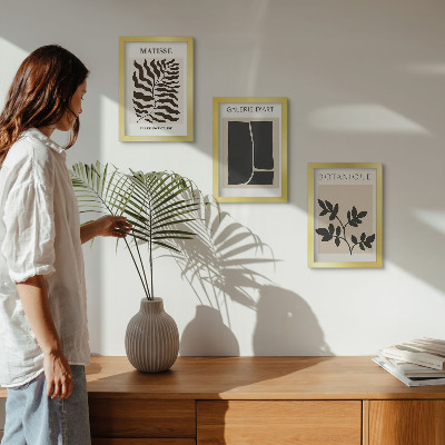 Tavelvägg med 3 tavlor Minimalistiska posters med växtmönster och abstrakta motiv