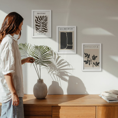 Tavelvägg med 3 tavlor Minimalistiska posters med växtmönster och abstrakta motiv