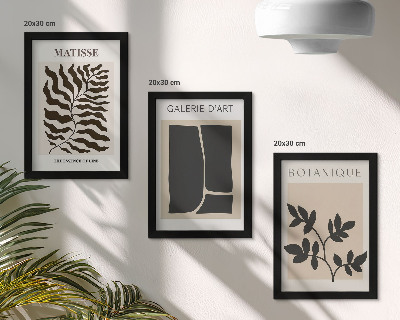 Tavelvägg med 3 tavlor Minimalistiska posters med växtmönster och abstrakta motiv