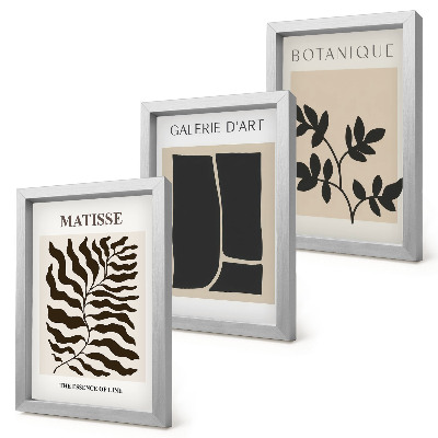 Tavelvägg med 3 tavlor Minimalistiska posters med växtmönster och abstrakta motiv